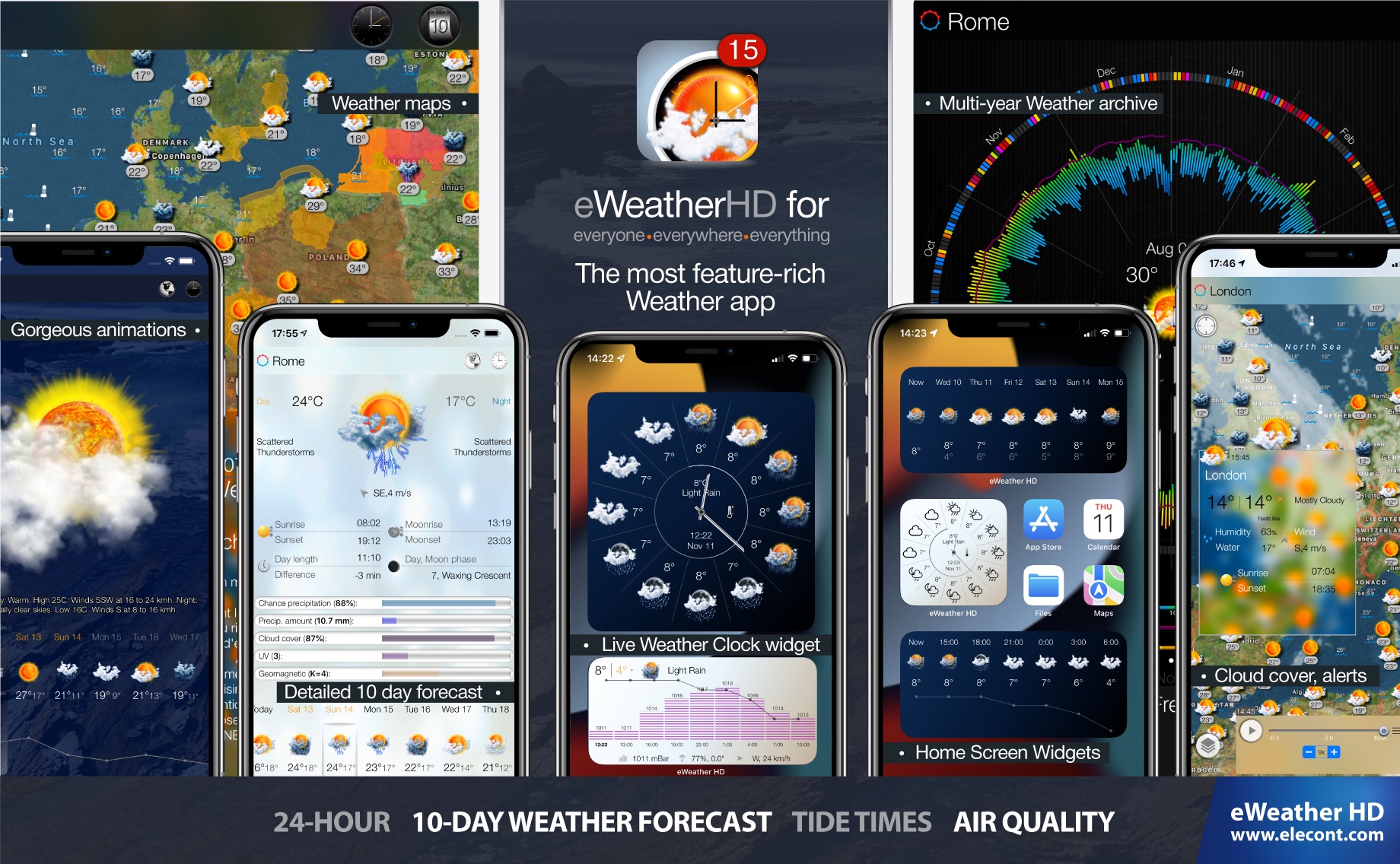 eWeather HD 3.16 for iPhone,iPad,MacOS and Apple Watch - Get accurate weather 10-day forecast - future rain radar, weather alerts, wind, rain, snow, temperature of air, humidity, dew-point, uv-index, geomagnetic activity and more