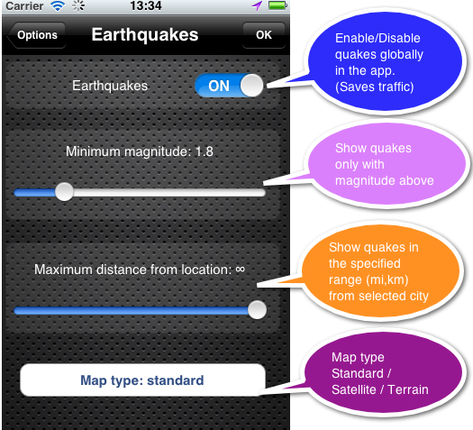 eWeather hd weather app iphone,ipad,ipod hi-def radar, satellite, weather alerts, earthquakes, beach water, sea surface - eqsettings