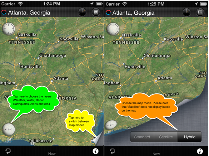 eWeather hd weather forecast iphone ipad ipod radar alerts. Switching between different weather map types.