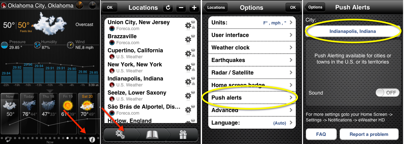eWeather hd weather push weather alerts for iphone ipad ipod radar alerts earthquakes