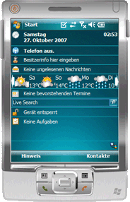 Die Wettervorhersage für den Communicator, PDA und Smartphone (Windows Mobile 6 Professional). Klicken Sie auf das Bild, um detaillierte Informationen zu erhalten.