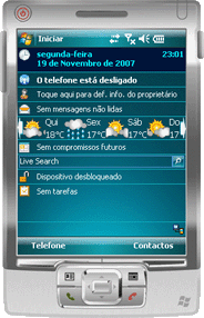 Previsão Elecont no Ecrã Principal do Smartphone (Windows Mobile 6 Professional). Clique para ver mais imagens.