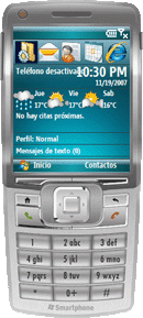 Elecont Weather en la pantalla principal del Smartphone (Windows portátil 6 estándar).  Haga clic para ver más imágenes. 