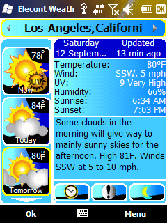 Windows Mobile weather details, forecast