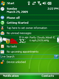 Windows Mobile weather 2-line current conditions