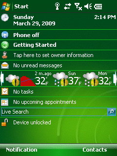 Windows Mobile weather 2-line 4-day forecast