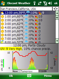 Windows Mobile weather main menu