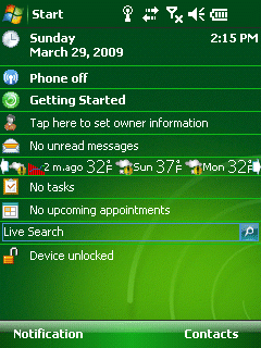 Windows Mobile weather 1-line 3 day display